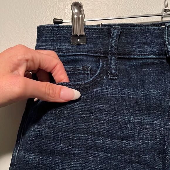 Abercrombie & Fitch Women's Dark Wash Distressed Mid-Rise Denim Shorts - Picture 2 of 7